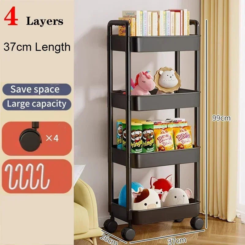 Carrito organizador de cocina con ruedas – Estantería móvil multifuncional hogar