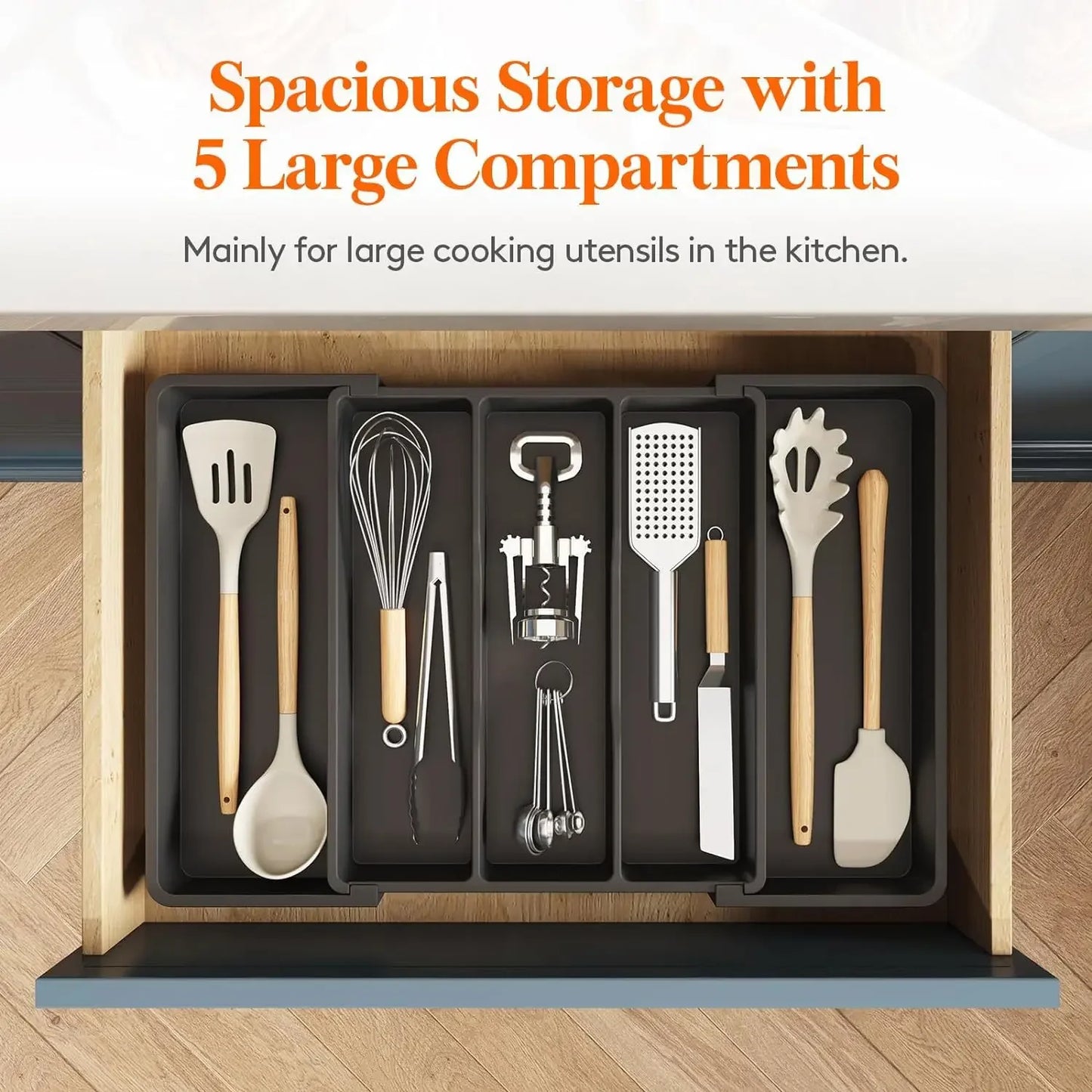 Organizador de Cajones para Cubiertos de Cocina – Expandible, Ajustable y Funcional