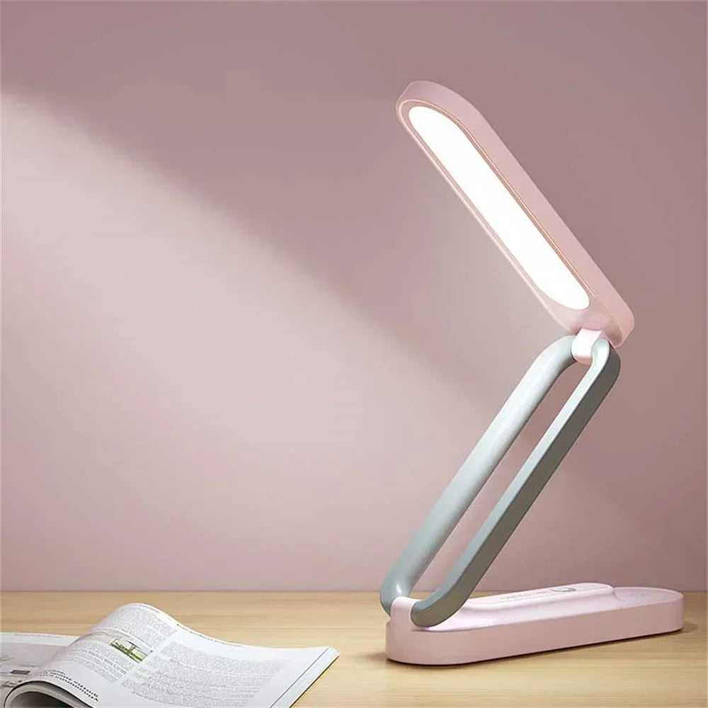 Lámpara LED de escritorio plegable con luz regulable y carga USB