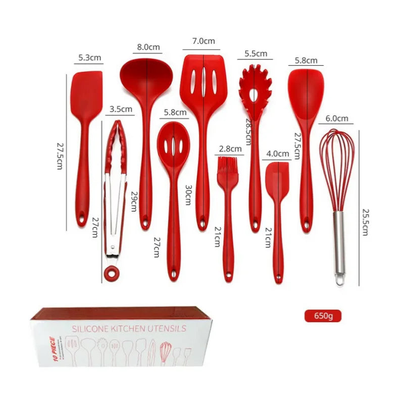 Juego de utensilios de cocina de silicona 10 piezas resistentes al calor