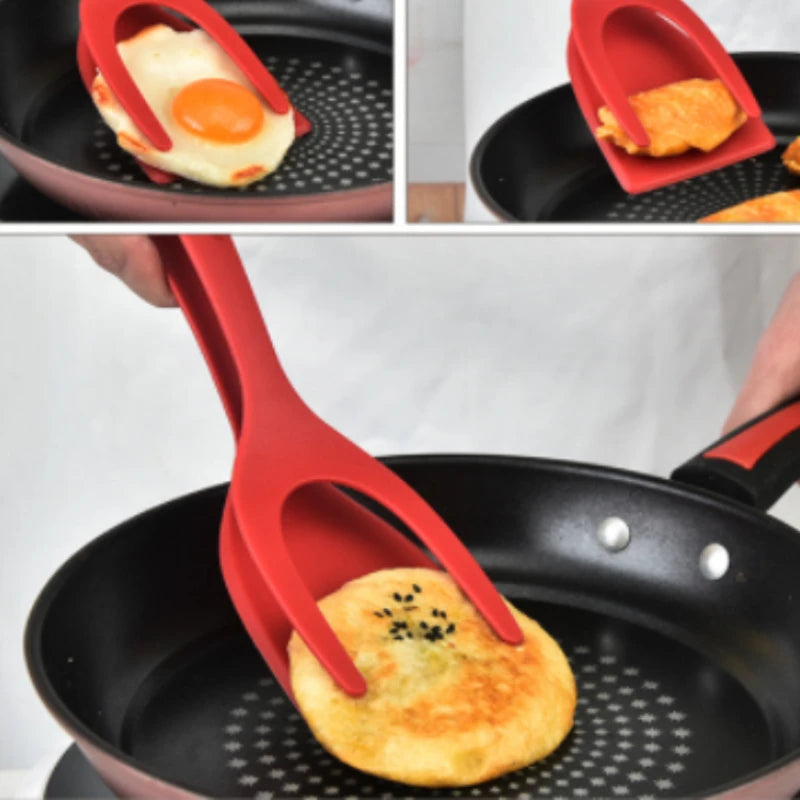 Espátula y pinza 2 en 1 de silicona para cocina antiadherente