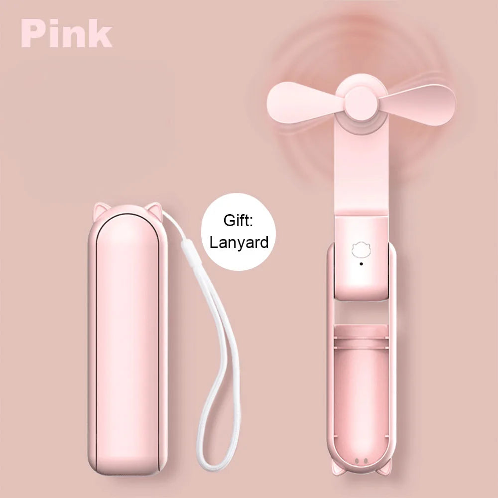 Mini ventilador portátil USB recargable con banco de energía 2000mAh