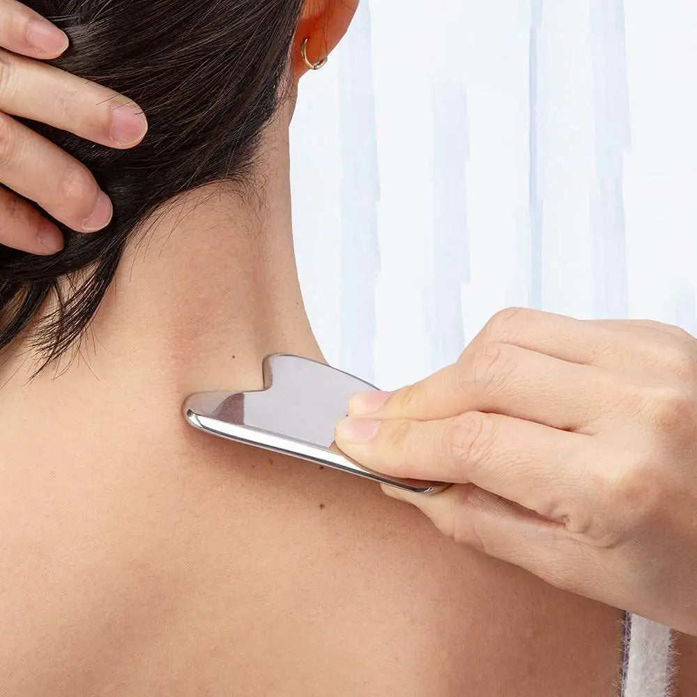 Masajeador Gua Sha de Acero Inoxidable – Placa de Raspado Facial y Corporal