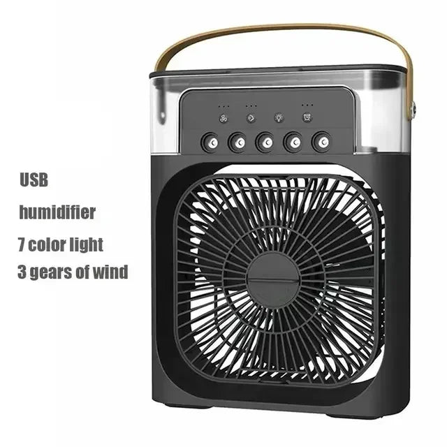 Ventilador 3 en 1 con Humidificador, Enfriador de Aire y Luz LED – Portátil y Silencioso