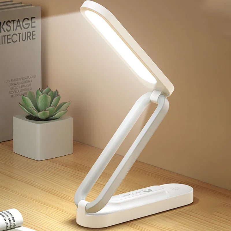 Lámpara LED de escritorio plegable con luz regulable y carga USB