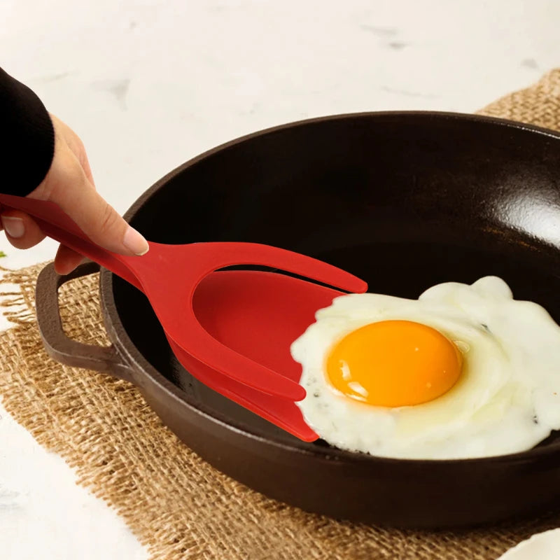 Espátula y pinza 2 en 1 de silicona para cocina antiadherente