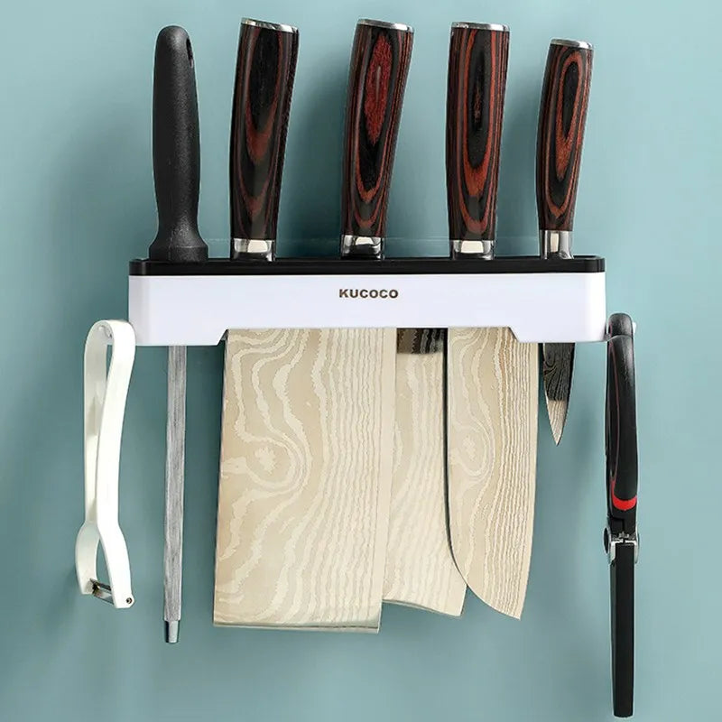 Soporte de Cuchillos de Cocina Montado en la Pared – Organización Segura y Eficiente