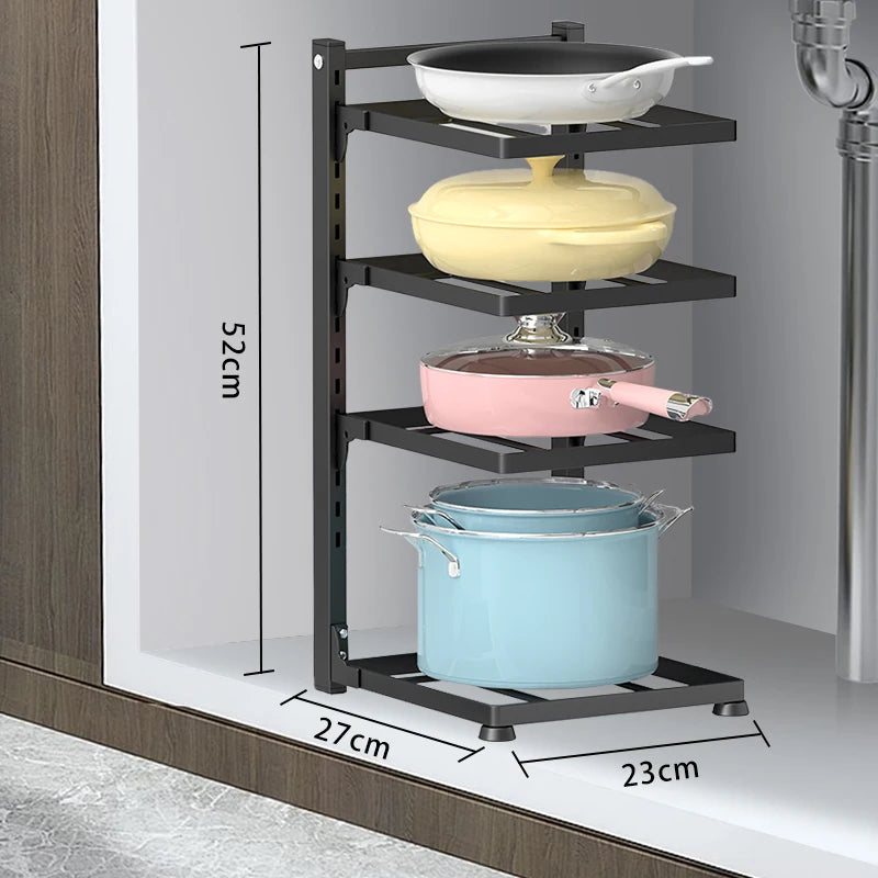 Estante organizador ajustable para ollas y sartenes – Orden y espacio en tu cocina
