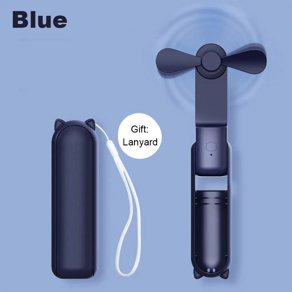 Mini ventilador portátil USB recargable con banco de energía 2000mAh