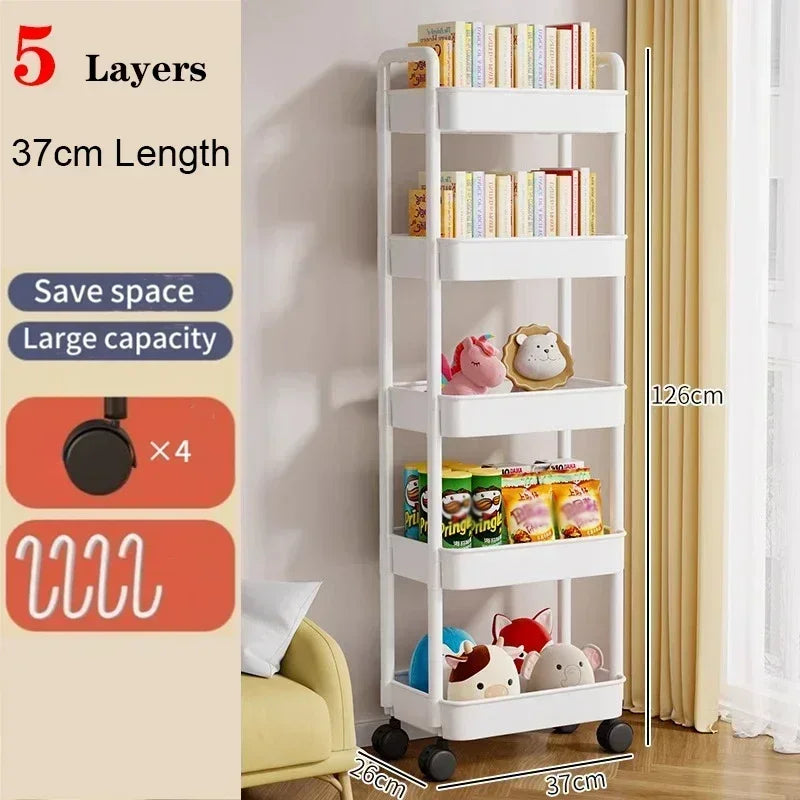 Carrito organizador de cocina con ruedas – Estantería móvil multifuncional hogar