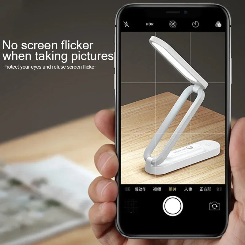 Lámpara LED de escritorio plegable con luz regulable y carga USB