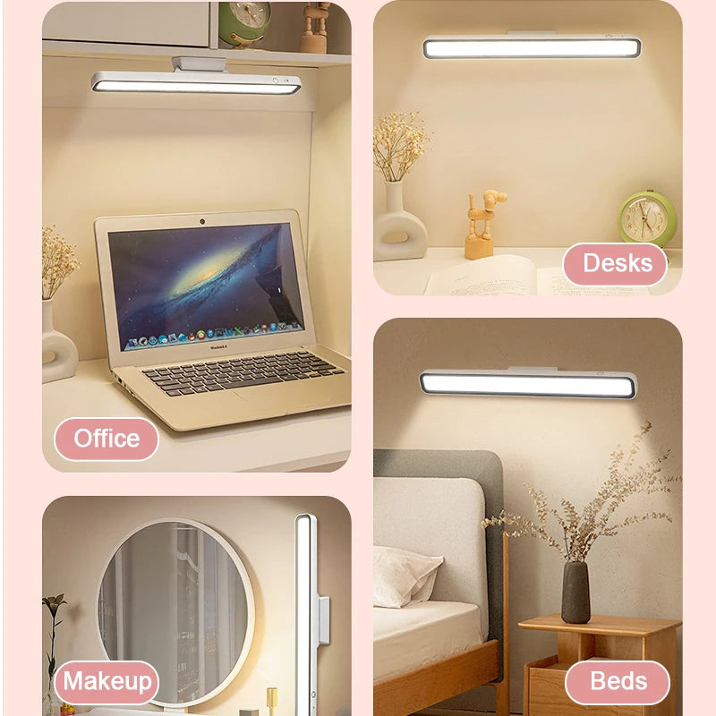 Lámpara de Escritorio LED Magnética Recargable USB – Luz Regulable 3 Tonos
