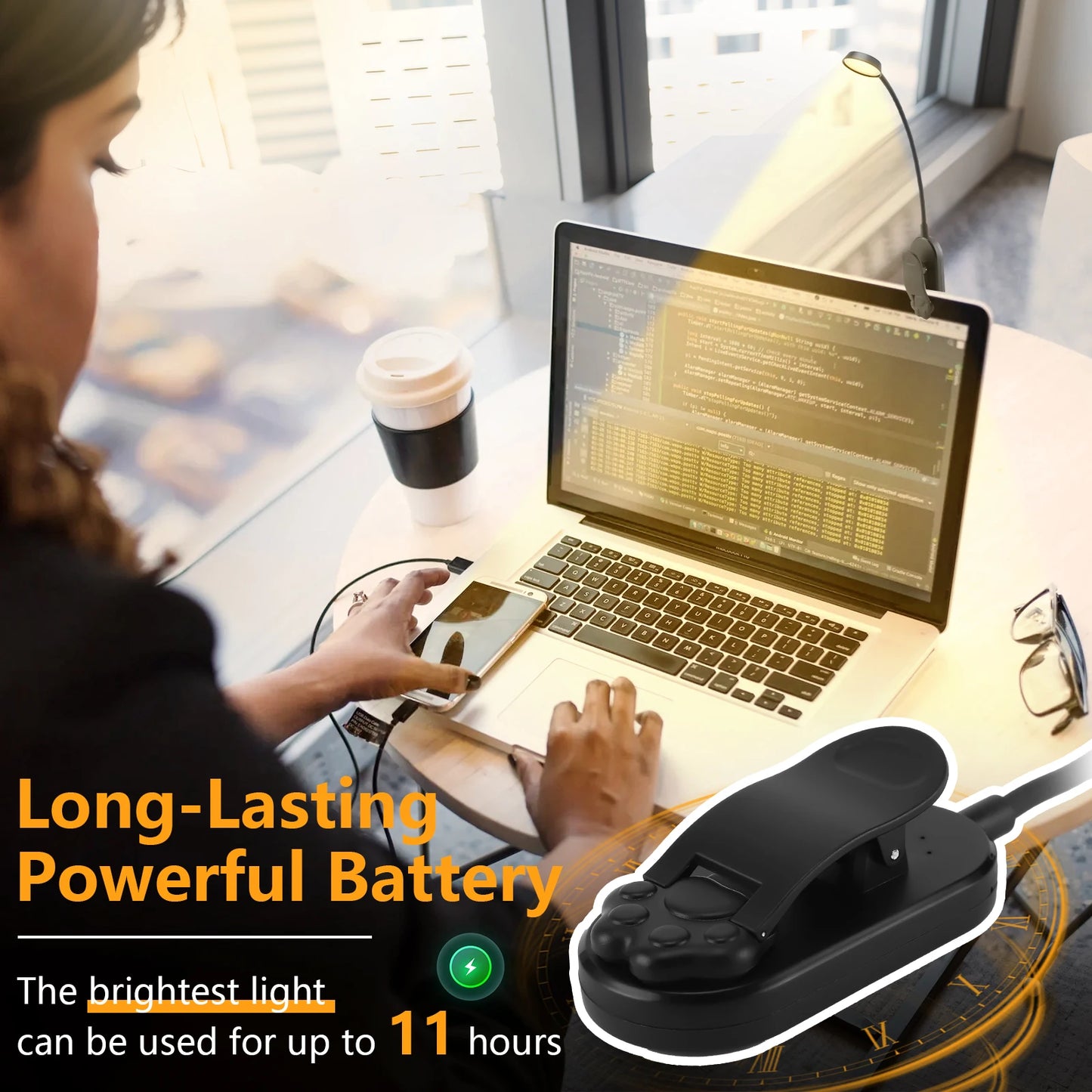 Lámpara LED Inalámbrica con Clip y Cuello Flexible –Recargable y Portátil