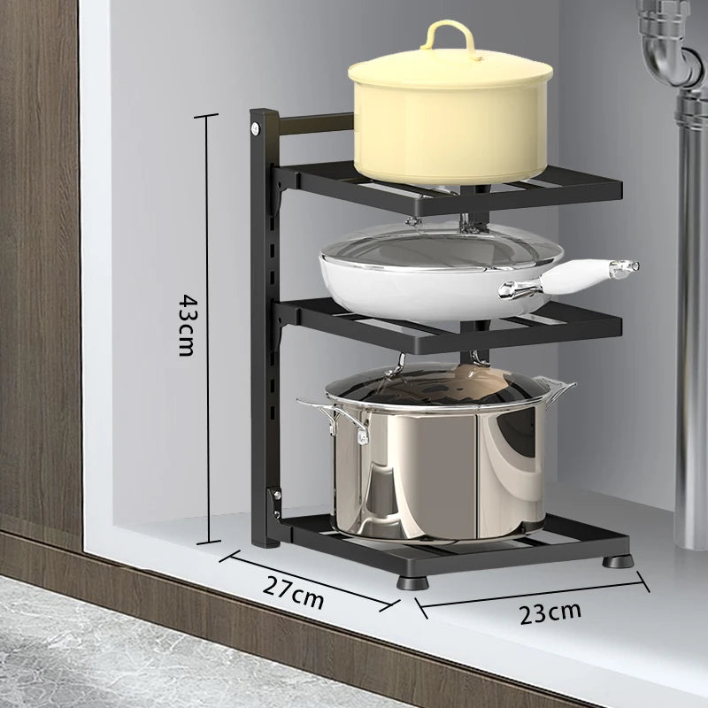 Estante organizador ajustable para ollas y sartenes – Orden y espacio en tu cocina