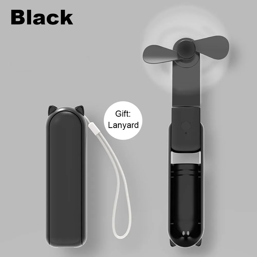 Mini ventilador portátil USB recargable con banco de energía 2000mAh