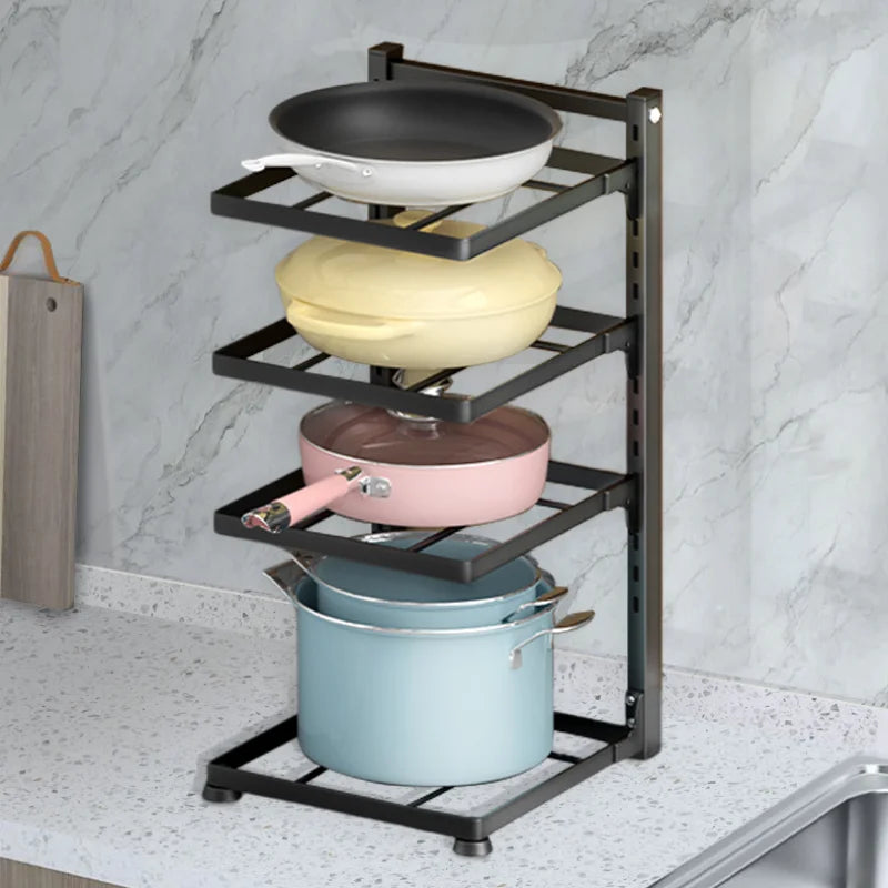 Estante organizador ajustable para ollas y sartenes – Orden y espacio en tu cocina