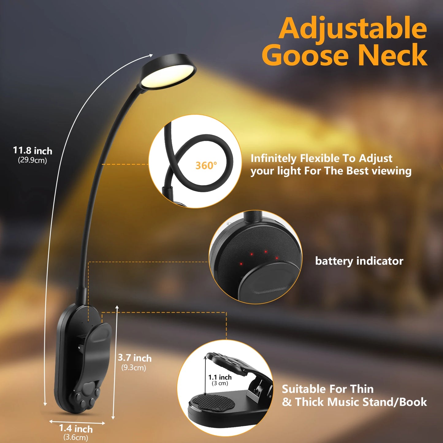 Lámpara LED Inalámbrica con Clip y Cuello Flexible –Recargable y Portátil