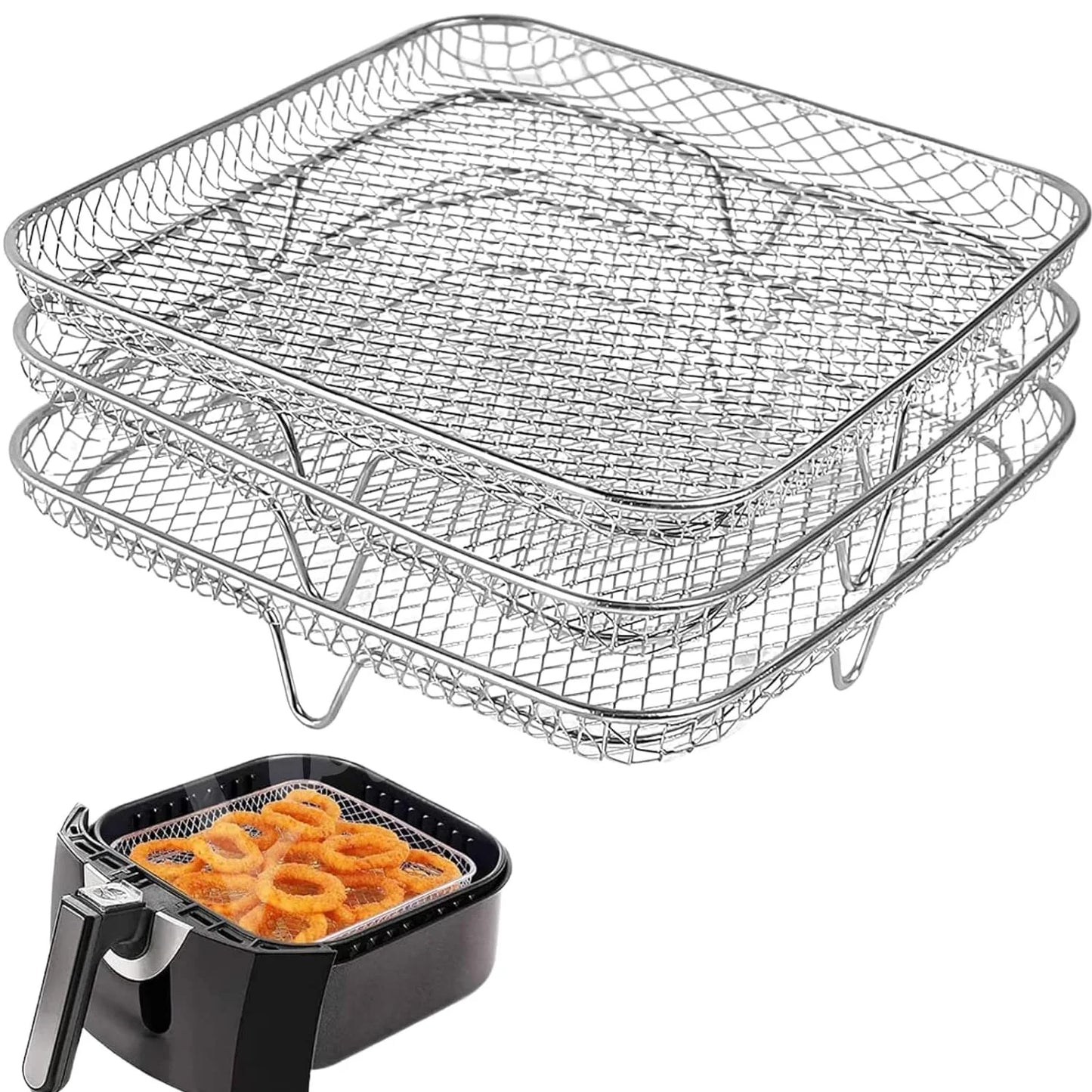 Estantes apilables de acero para freidora de aire y horno
