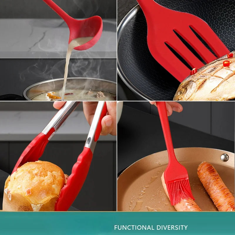Juego de utensilios de cocina de silicona 10 piezas resistentes al calor