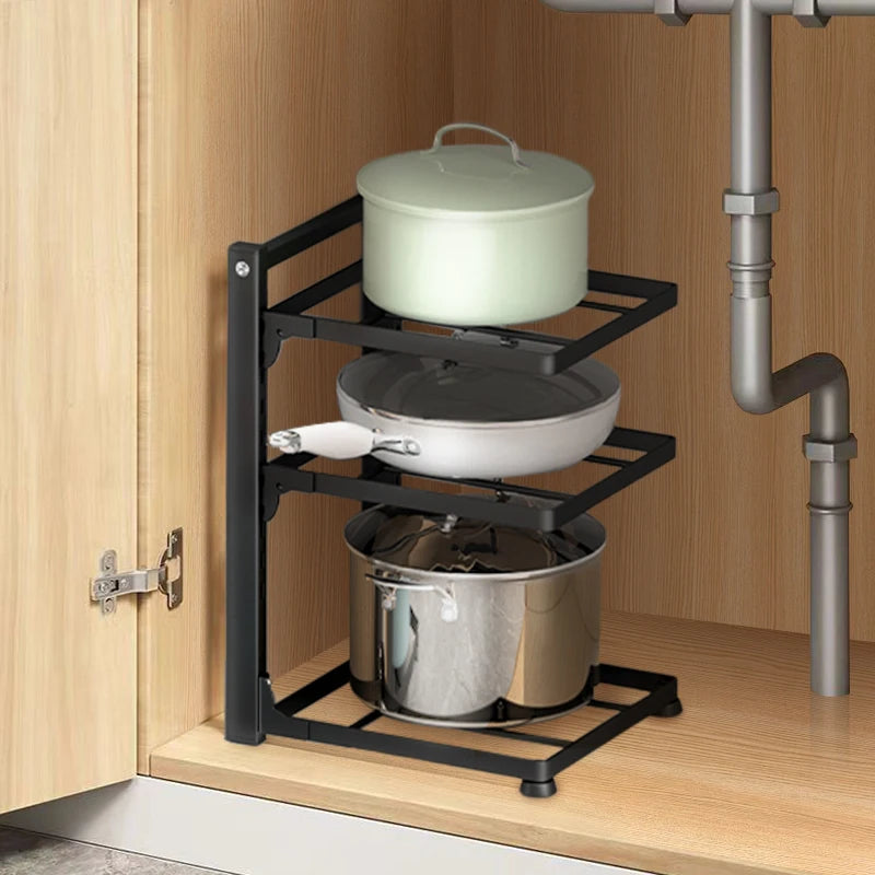 Estante organizador ajustable para ollas y sartenes – Orden y espacio en tu cocina