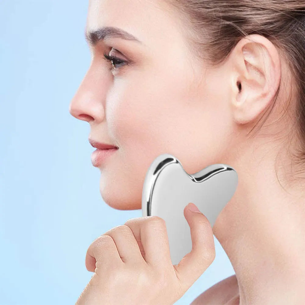 Masajeador Gua Sha de Acero Inoxidable – Placa de Raspado Facial y Corporal