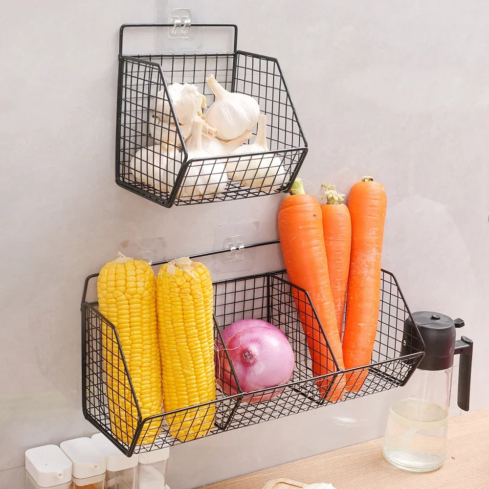 Estante de cocina montado en pared para frutas, verduras y especias