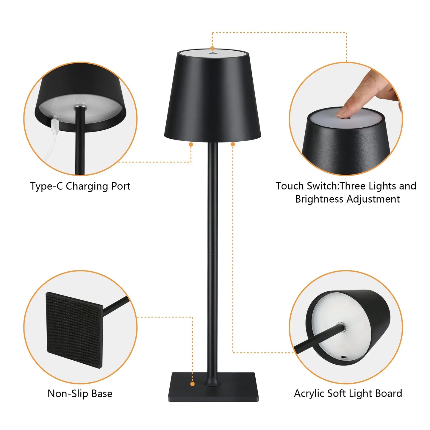 Lámpara LED de Escritorio Recargable USB – Táctil, Regulable y Decorativa