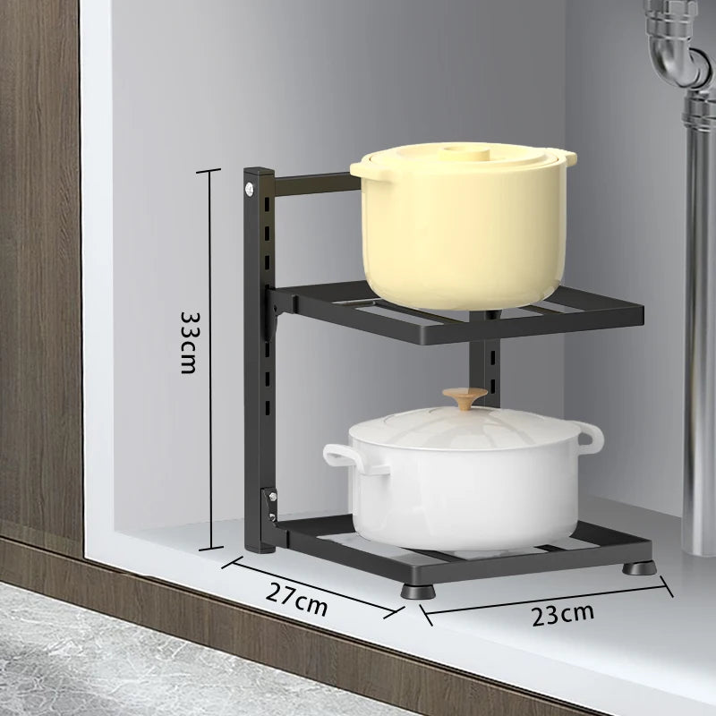 Estante organizador ajustable para ollas y sartenes – Orden y espacio en tu cocina