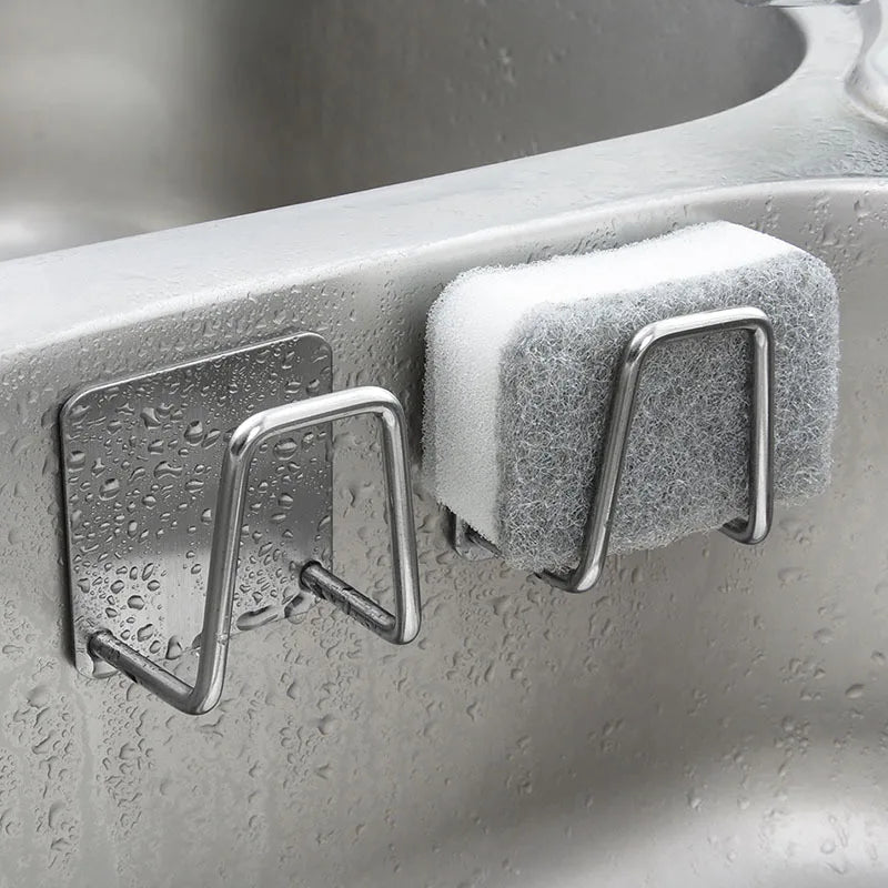 Organizador autoadhesivo de acero inoxidable para fregadero de cocina