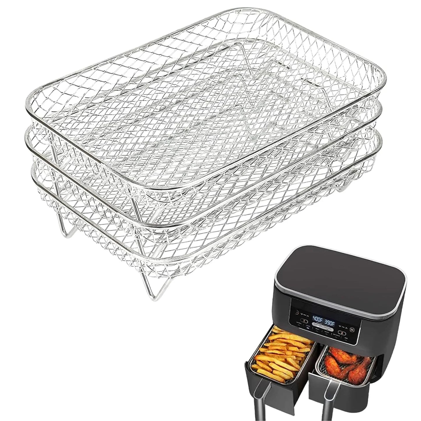 Estantes apilables de acero para freidora de aire y horno