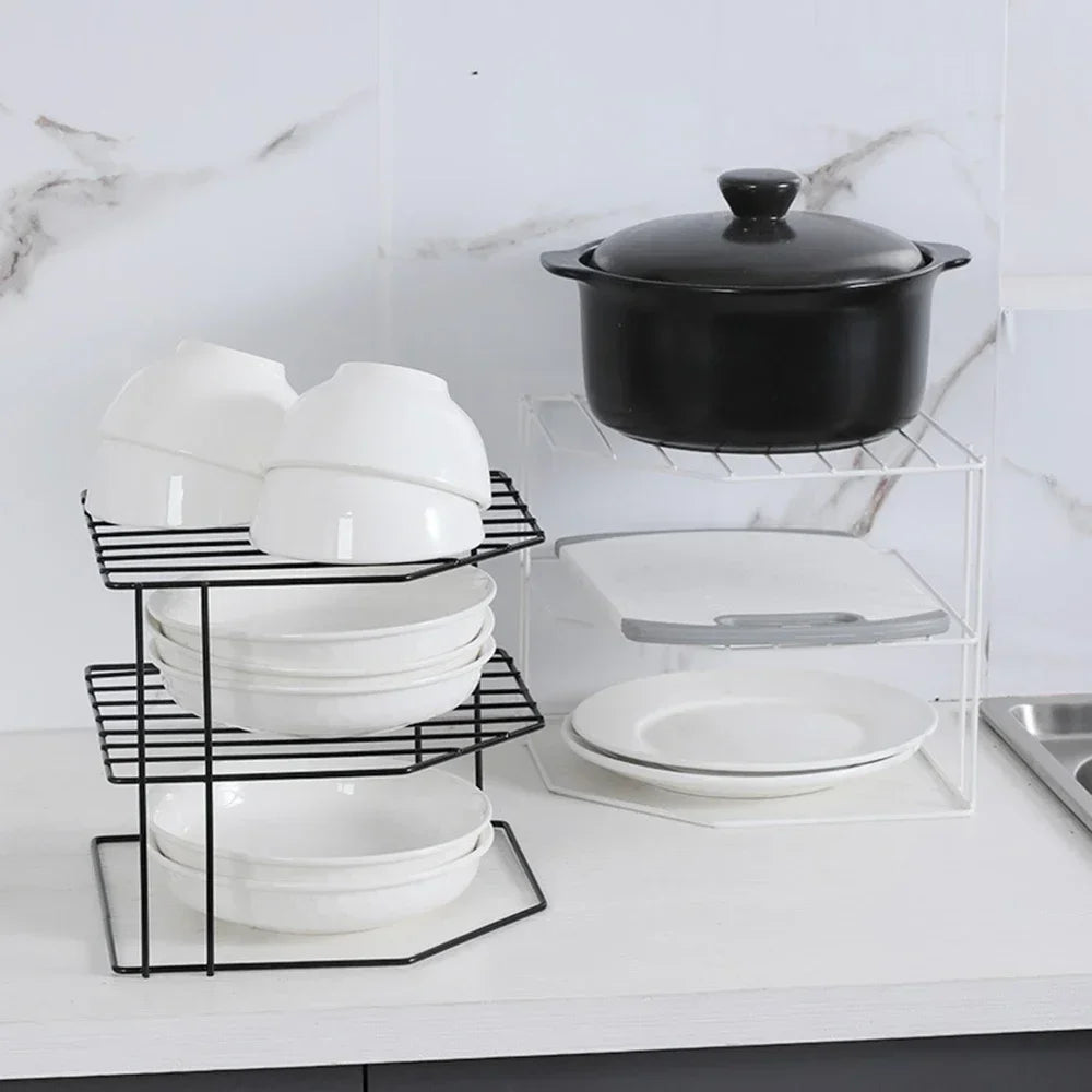 Estante Esquinero para Almacenamiento de Cocina – Organizador Extraíble de 3 Niveles