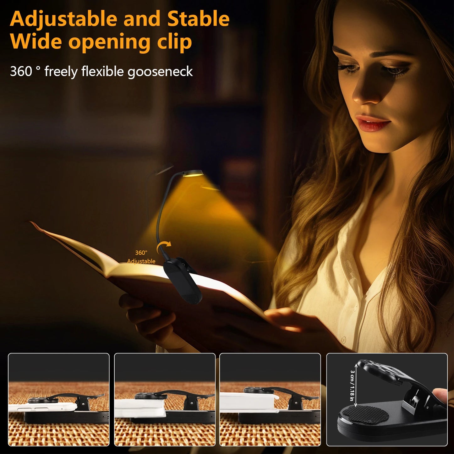 Lámpara LED Inalámbrica con Clip y Cuello Flexible –Recargable y Portátil