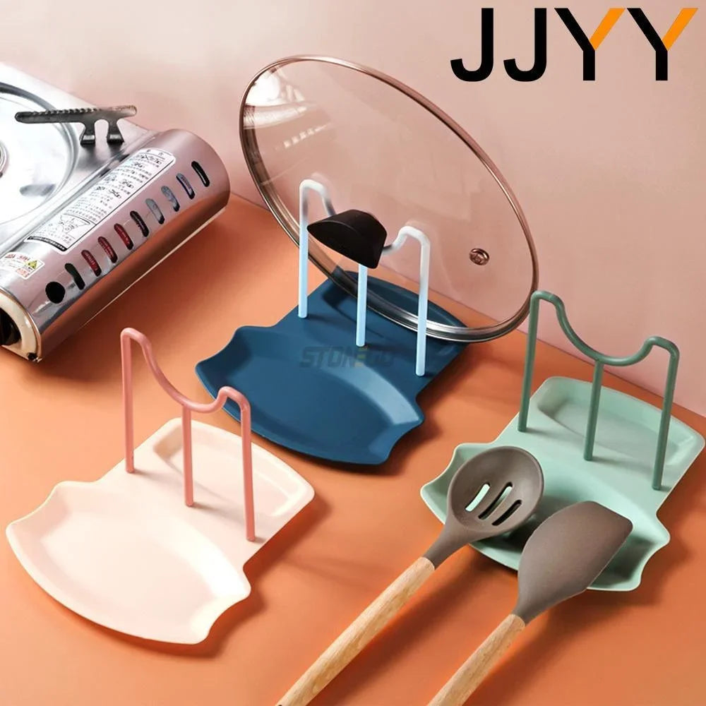Organizador de cocina multifuncional 5 en 1 – Soporte antideslizante para tapa, espátula, cuchara, platos y utensilios