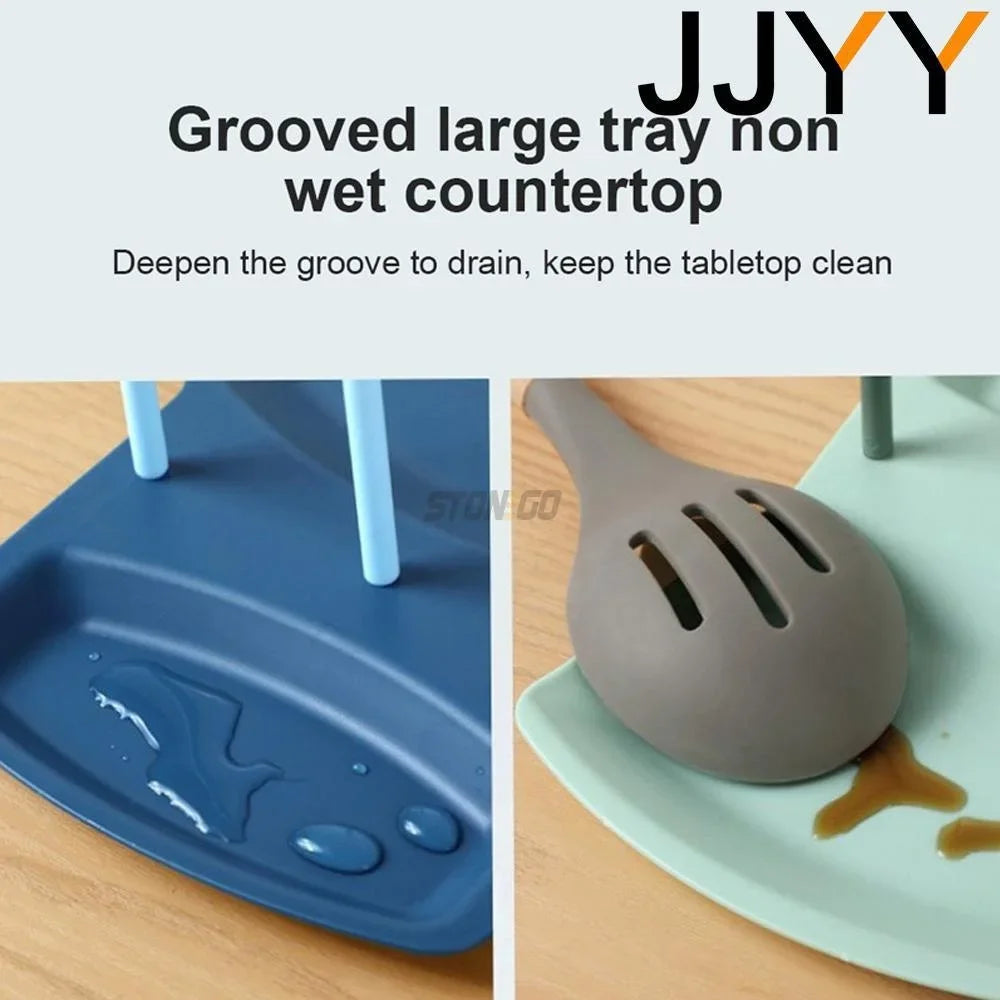 Organizador de cocina multifuncional 5 en 1 – Soporte antideslizante para tapa, espátula, cuchara, platos y utensilios