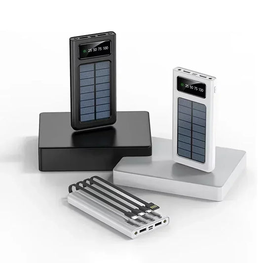 Cargador de Energía Solar 4 en 1 – 200,000mAh, Carga Rápida USB-C y Pantalla LED