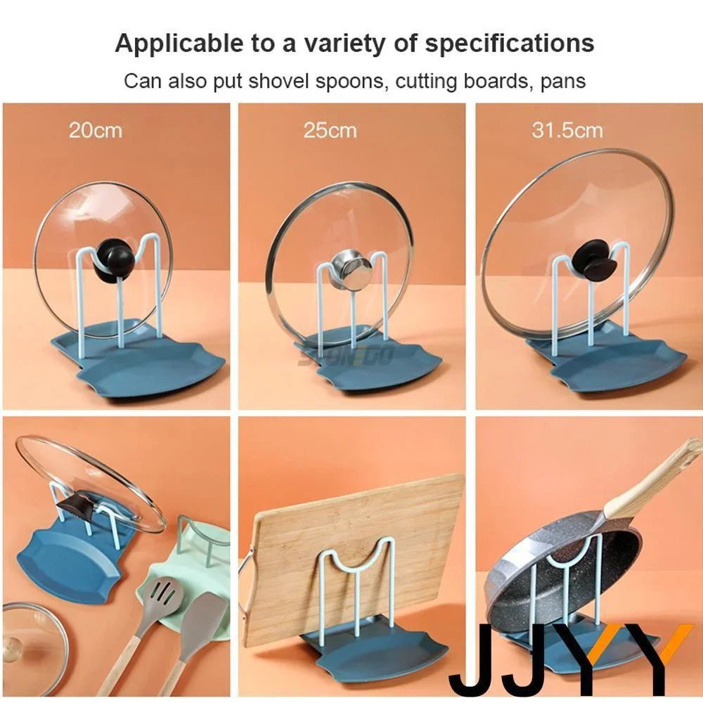 Organizador de cocina multifuncional 5 en 1 – Soporte antideslizante para tapa, espátula, cuchara, platos y utensilios