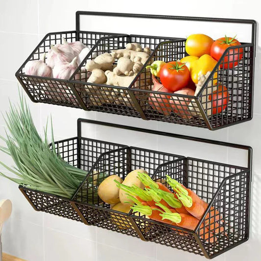 Estante de cocina montado en pared para frutas, verduras y especias
