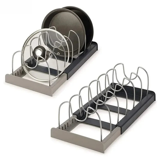 Estante Organizador Expandible para Cocina – Almacenamiento de Acero Inoxidable para Ollas, Sartenes y Utensilios