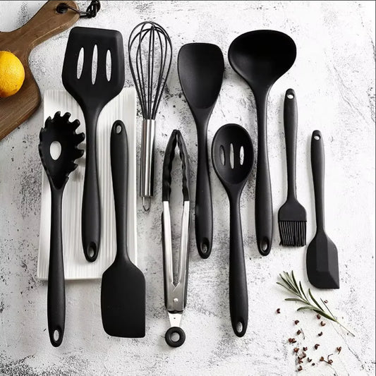 Juego de utensilios de cocina de silicona 10 piezas resistentes al calor