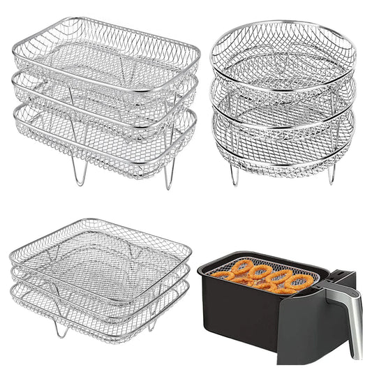 Estantes apilables de acero para freidora de aire y horno